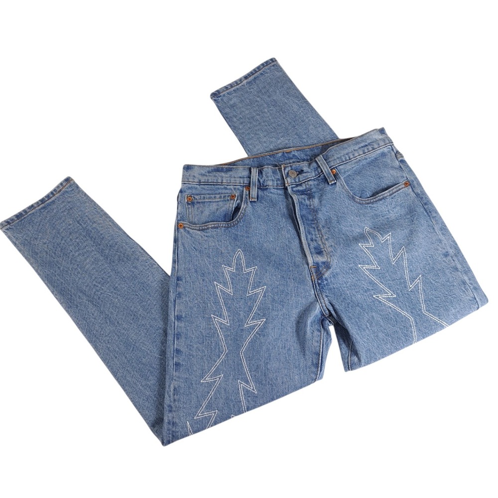 Levi's Premium 501 Skinny Denim Jeans W31 x‎ L28 Western Equestrian Embroidered